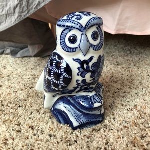 Porcelain Glass Blue and White Owl